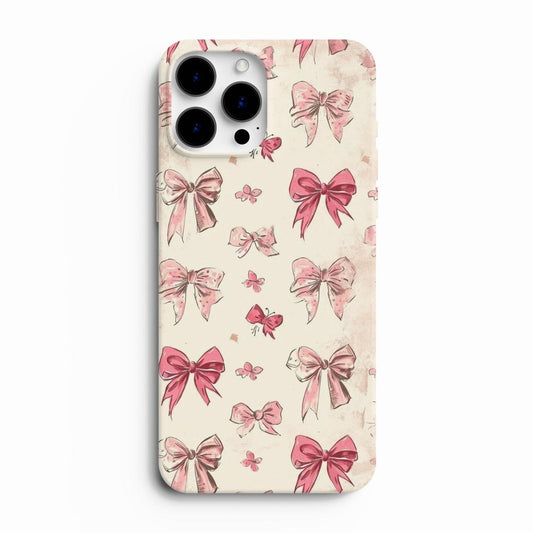 Glossy Glass Bow Case – Mirror Finish & Ribbon Charm