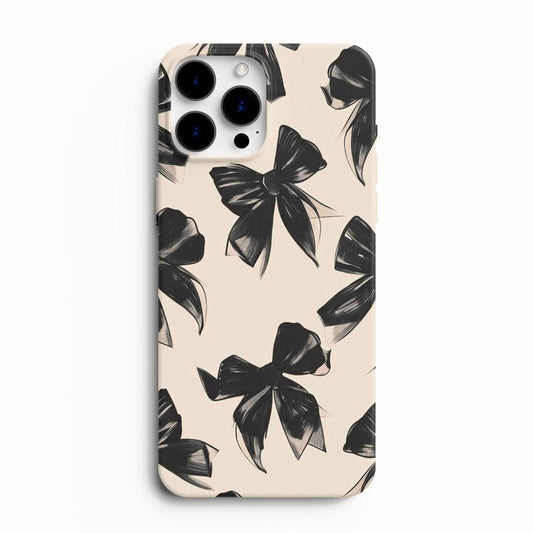 Glossy Black Bow Glass Phone Case
