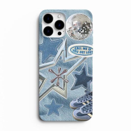 Y2K Inspired Premium Glass Phone Case – Denim Collage Edition