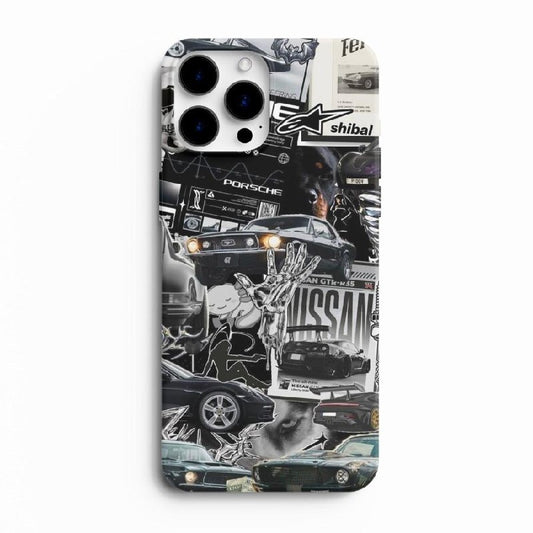 Full Throttle Feel – Custom Car Collage Glass Phone Case
